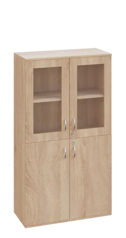 SPO 22 skříň 4-dveřová/ 2x sklo lamino - dub bardolino